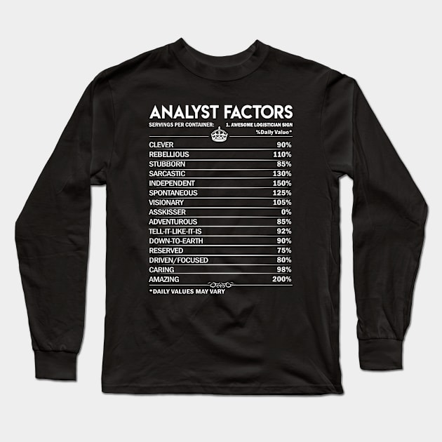 Analyst T Shirt - Daily Factors 2 Gift Item Tee Long Sleeve T-Shirt by Jolly358